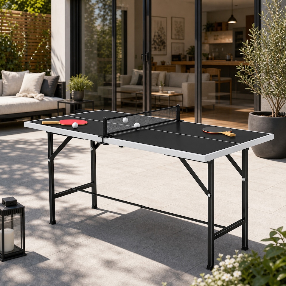 image 1 of SPORTNOW 5ft Mid-Size Table Tennis Table for Indoor Game, Black
