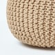 image 4 of Homescapes Linen Round Cotton Knitted Pouffe Footstool - 35 x 40 cm