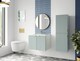 image 2 of Wall Hung Bathroom Cabinets Furniture Set Green 600mm Vanity Sink Unit with Basin and Tallboy Ribbed Fluted Cara