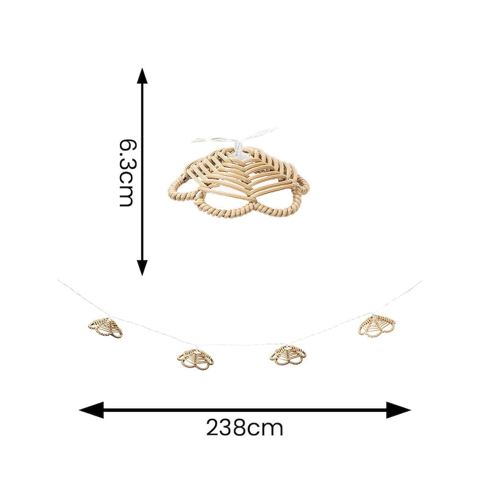 image 1 of ValueLights 10 x Battery Operated Outdoor Rattan Flower Garden String Lights