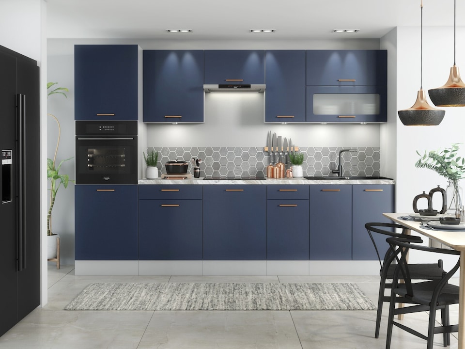 image 1 of Nora Kitchen Wall Cabinet Cupboard Unit - Navy Blue W304xH720mm