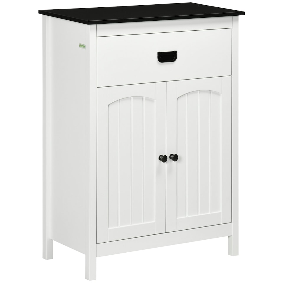 image 1 of kleankin Bathroom Storage Unit with Drawer Double Door Cabinet