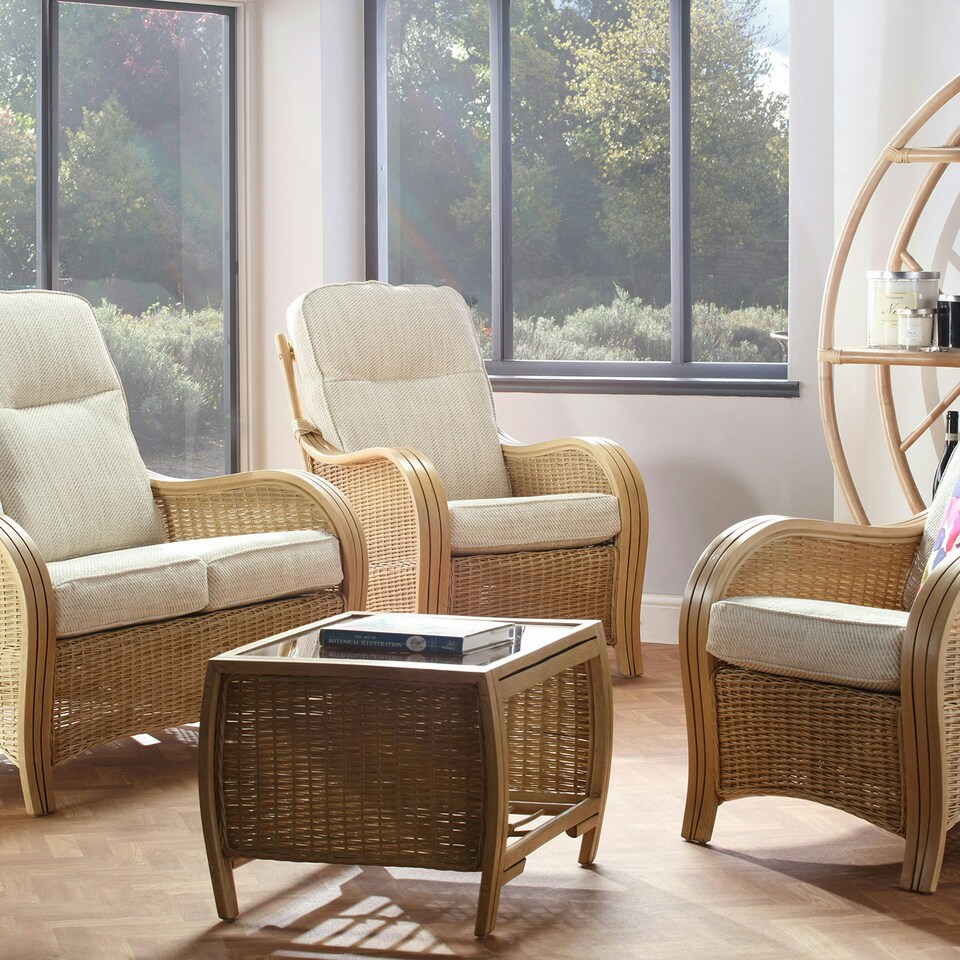 image 1 of Desser Turin Light Oak Rattan 2 Seater Sofa Set in Jasper - Conservatory Sofa Suite