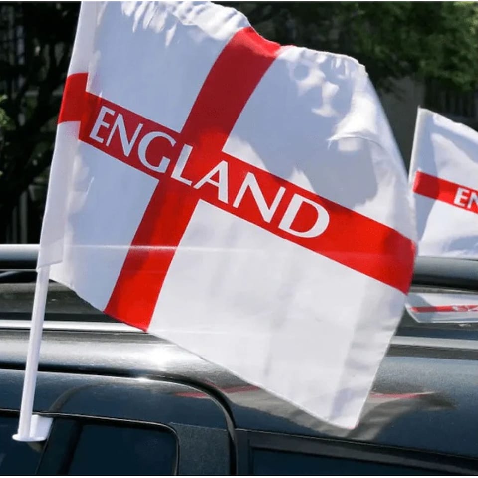 image 1 of England St George's Cross Car Flag with Window Clip | Double Sided Polyester Supporters Flag 45cm x 30cm