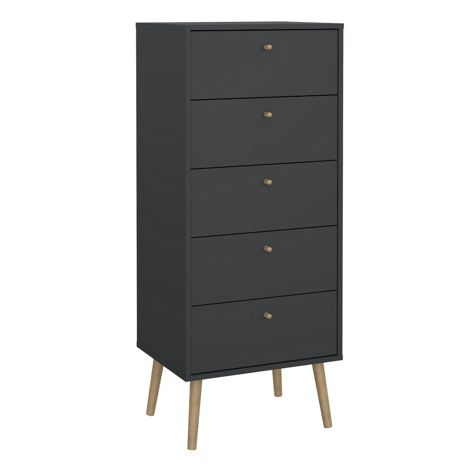 image 1 of Cumbria Chest 5 Drawers Dark Grey