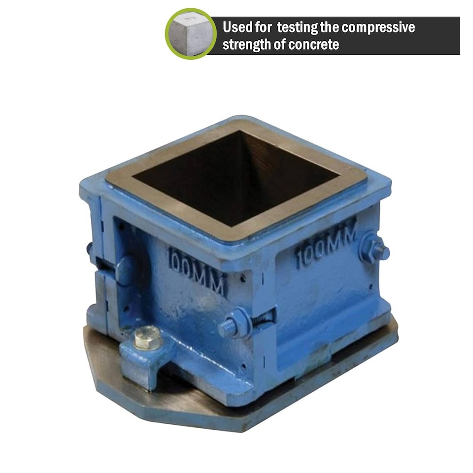 image 1 of Pegdev Concrete Test Cube Mould 100mm – 4-Part Slump Strength Test with Gloves