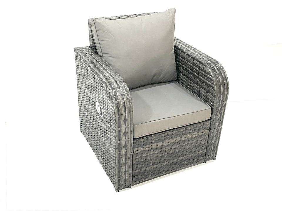 image 1 of Fimous Outdoor Garden Furniture Set Rattan Sofa Dining Table Set with Reclining Chair 2 Small Footstool Dark Grey Mixed