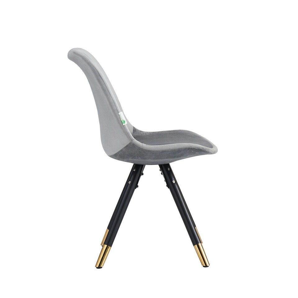 image 1 of Set of 6 Sofia Ergonomic Modern Dining Chairs Upholstered in Velvet, Metal Legs with Gold End Tips Grey | Light Grey
