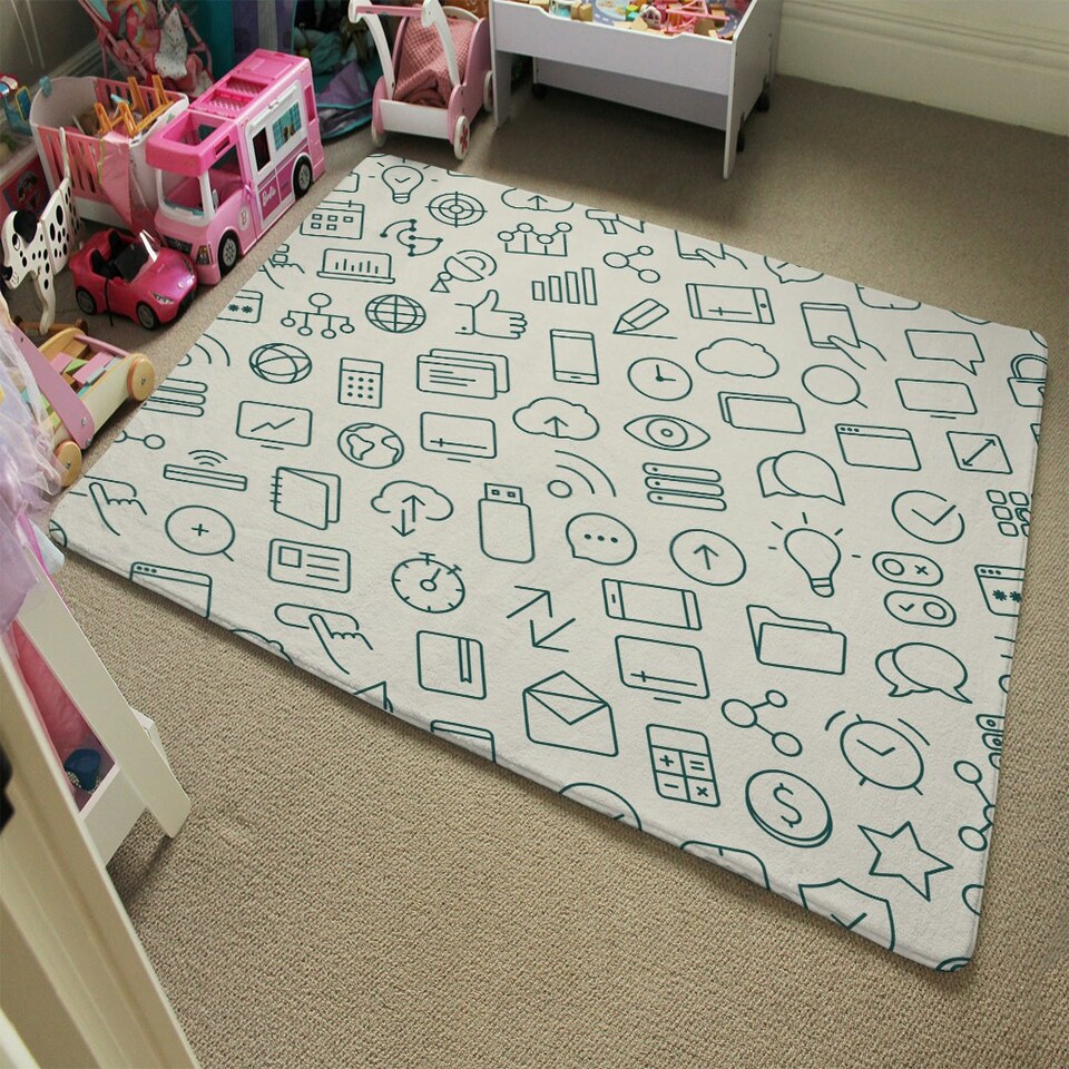 image 1 of outline icons (Rug) White | Medium: 80x150cm