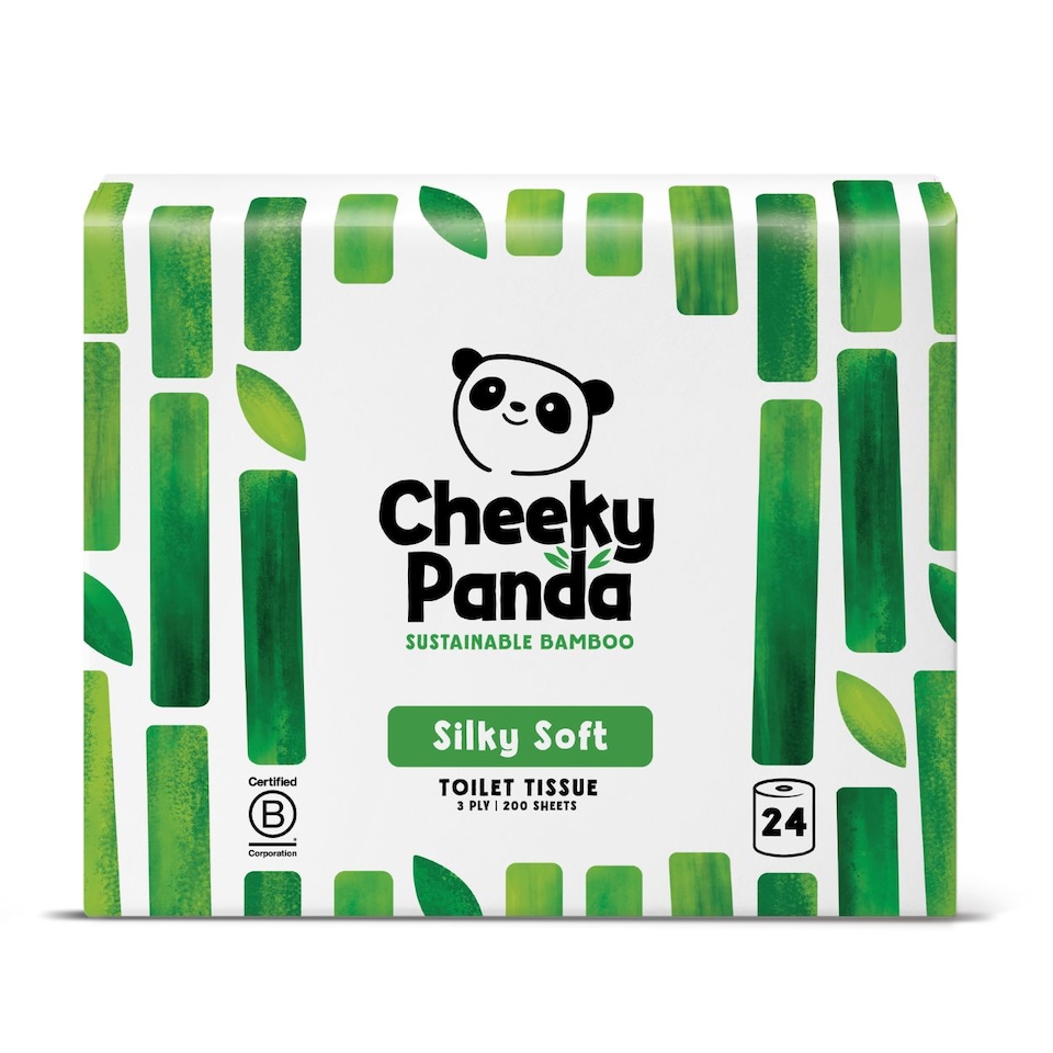 image 1 of Cheeky Panda Classic Bamboo Toilet Paper 24 rolls 200 sheet 3 ply sheets | White | 24 Rolls Unwrapped | 24