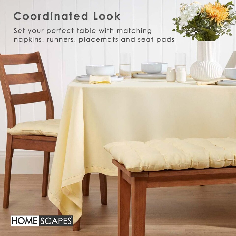 image 1 of Homescapes Cream Tablecloth - 178 x 300 cm | Cream | 178cm x 300cm (70" x 120")