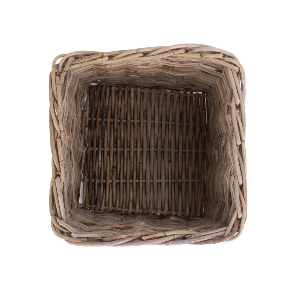image 1 of Square Kubu Grey Rattan Storage Basket | Grey | Grey | One Size