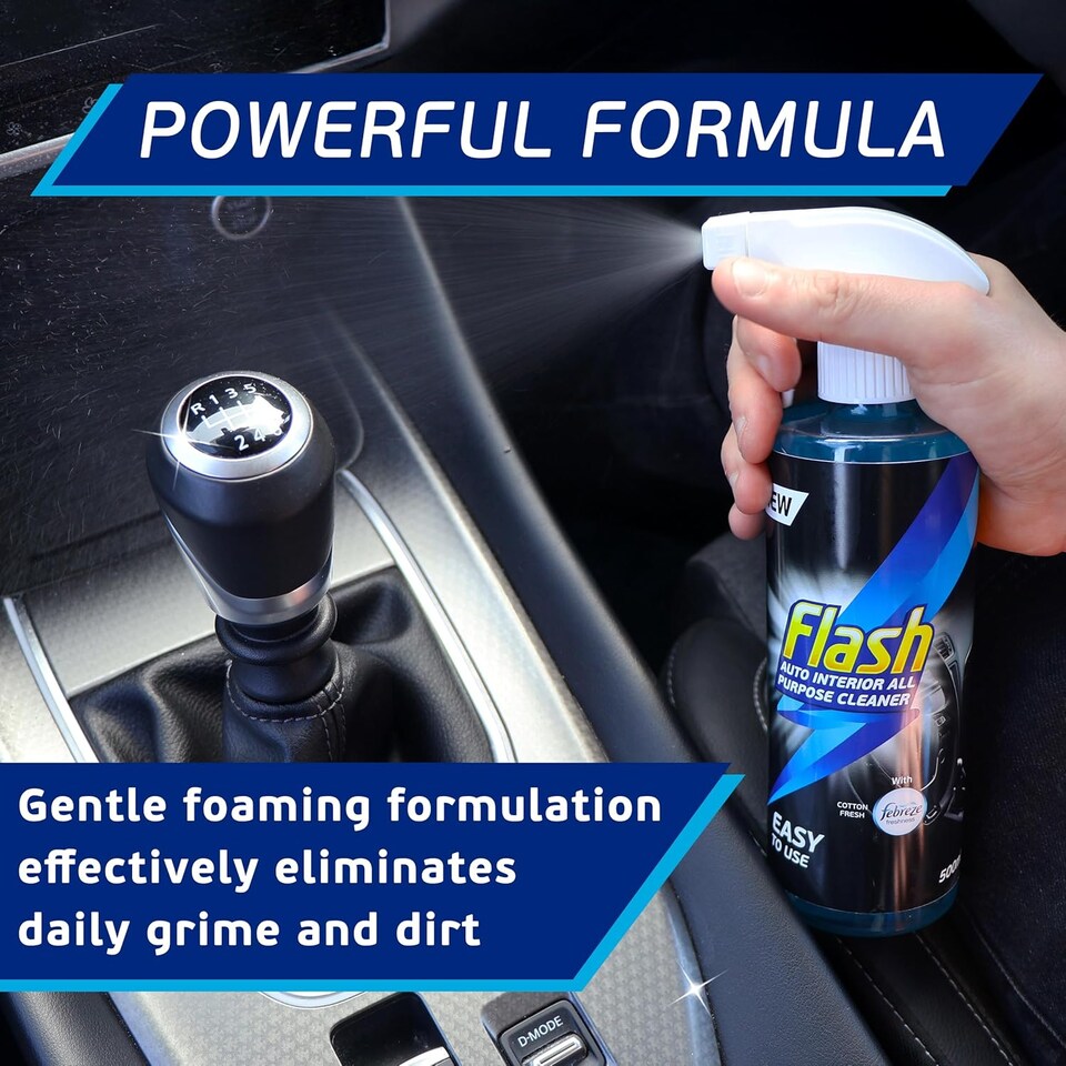 image 1 of Flash Car Care All-Purpose Interior Cleaner - Febreze Cotton Fresh Scent 3 x 500ml