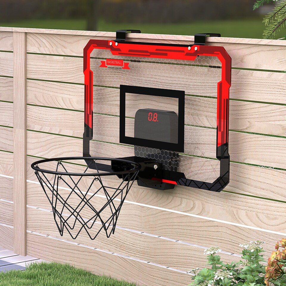 image 1 of Dekko Mini Basketball Hoop Over Door for Kids Indoor Sport Backboard 4 Balls