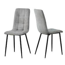 Set of 2 Faux Suede Leather Dining Chairs Henri Light Grey by MCC Direct