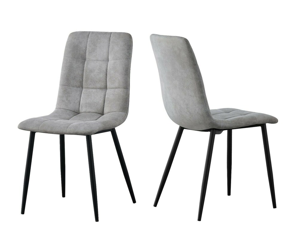 image 1 of Set of 2 Faux Suede Leather Dining Chairs Henri Light Grey by MCC Direct