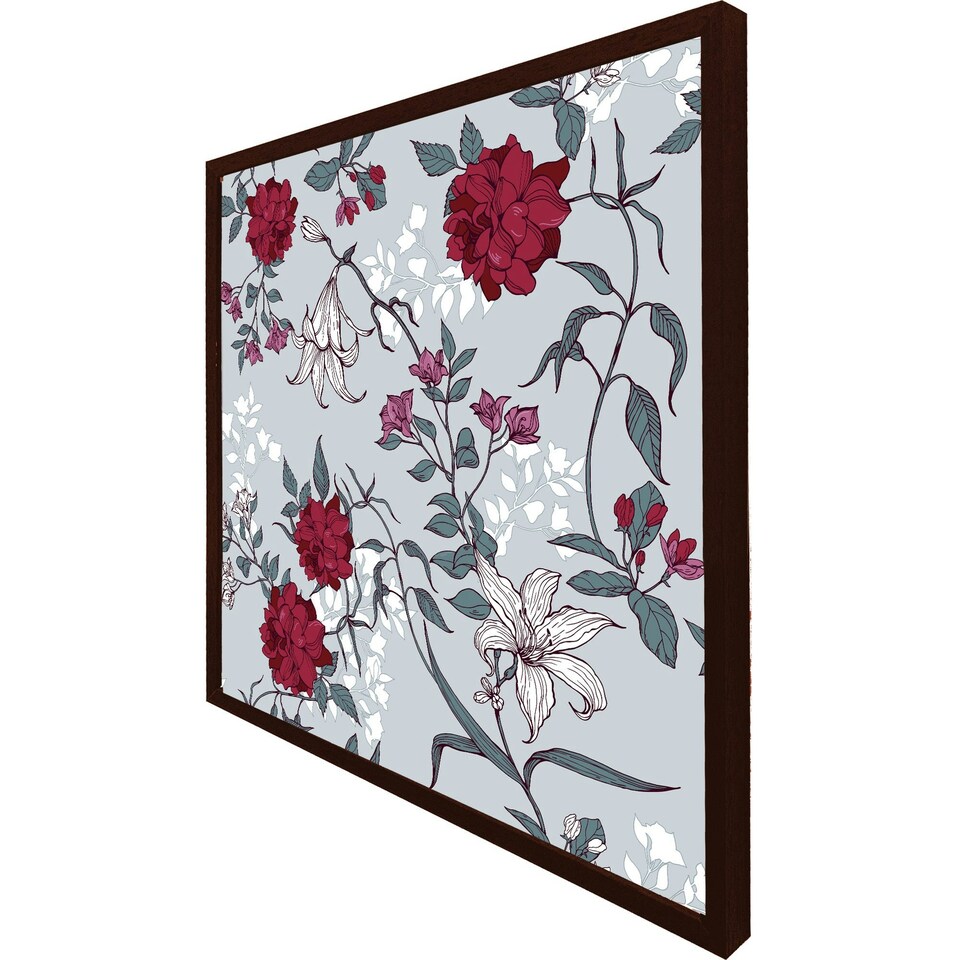 image 1 of Red & white winter floral (Picutre Frame) White | XS