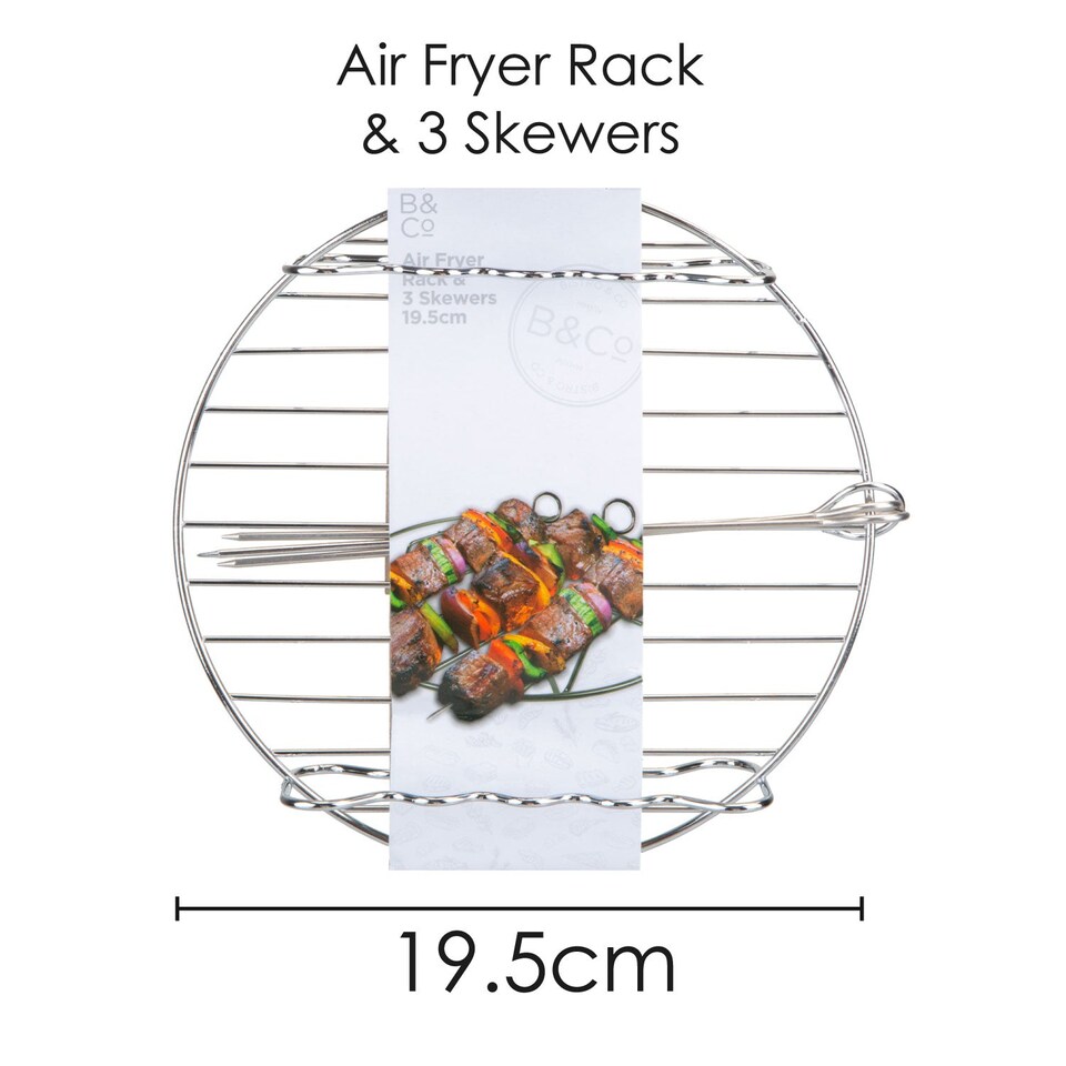 image 1 of PMS Air Fryer Rack with 3 Skewers, Silver