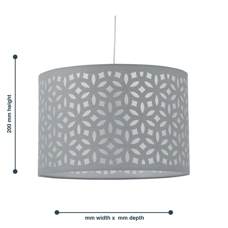 image 1 of First Choice Lighting Set of 2 Grey Laser Cut 30cm Pendant Lightshades Grey