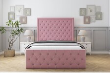 Sloomy Vienna Pink Plush Special Bed Frame. With 50" Upholstered Headboard 6' Super King