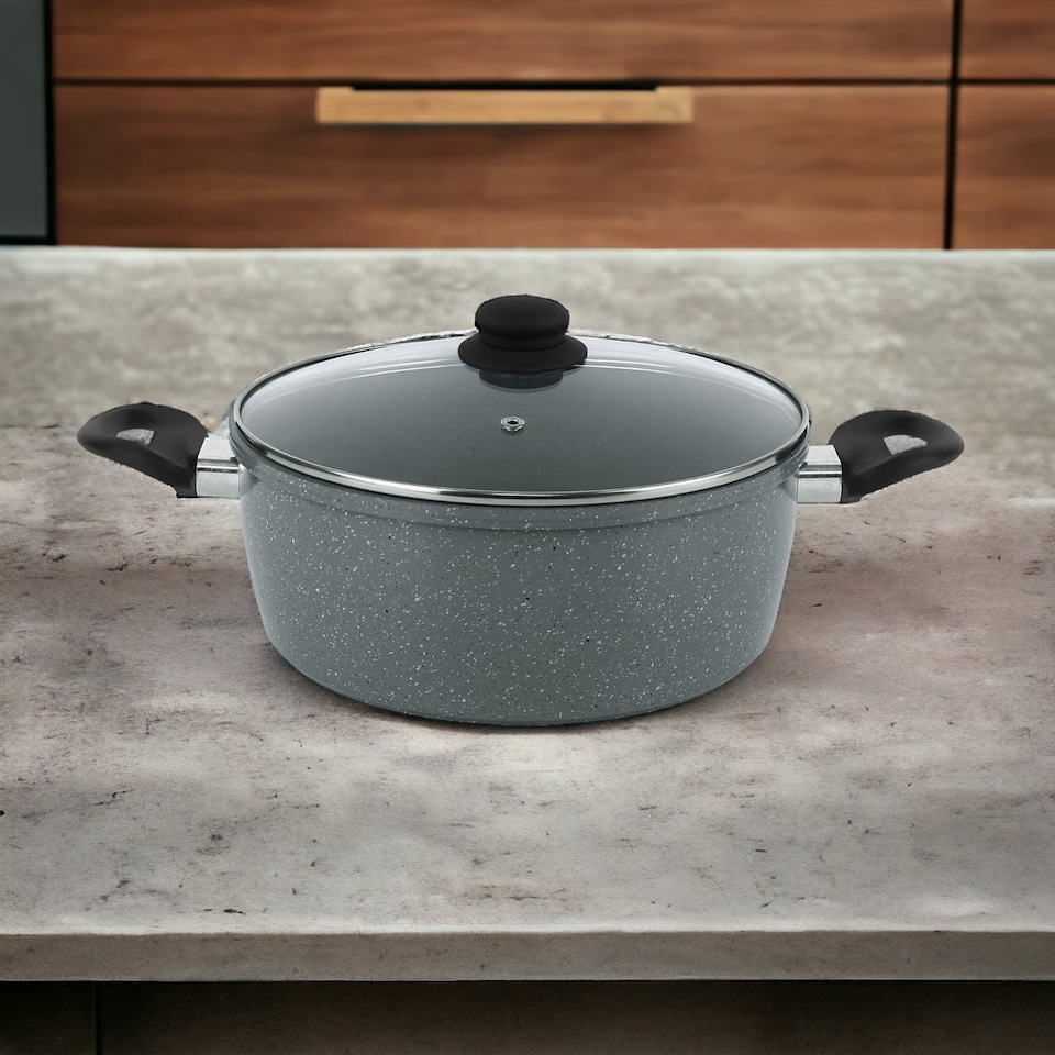image 1 of 20cm Forged Carbon Steel Marble Grey Casserole Pot