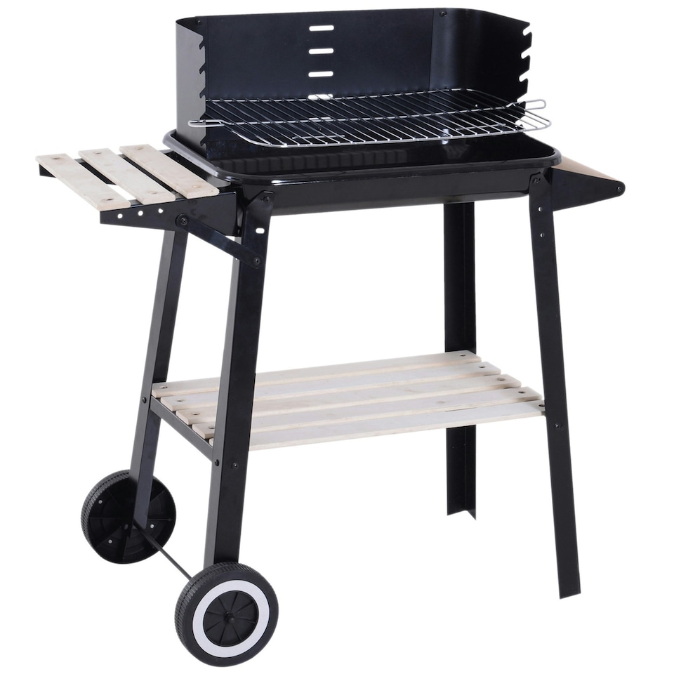 image 1 of Outsunny Charcoal BBQ Grill Trolley Barbecue Patio Outdoor Garden Heating Smoker