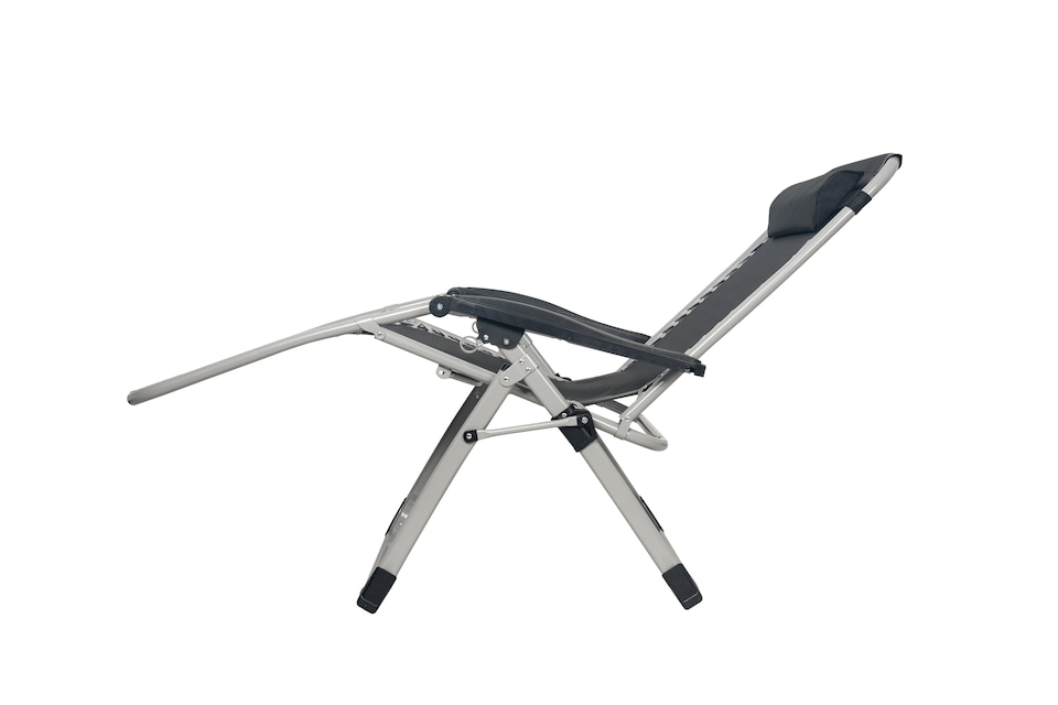 image 1 of Groundlevel Pair of Luxury Gravity Garden Adjustable Sun Lounger Relaxer Chair with Cushion | Grey | Grey