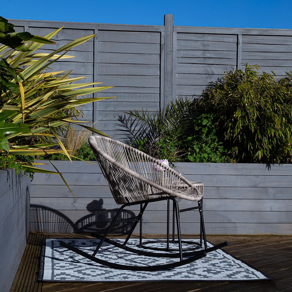 image 1 of Charles Bentley Zanzibar Rocking Chair Grey Rattan String Seat