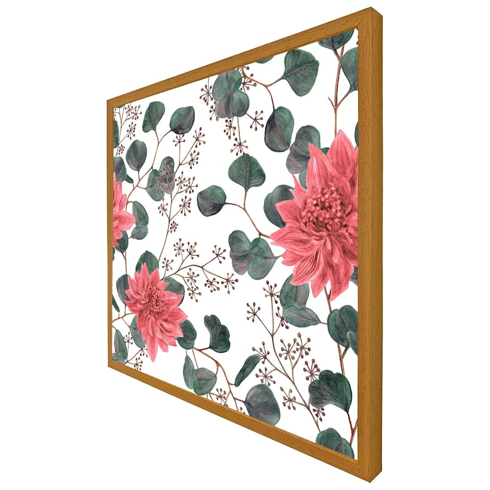 image 1 of Red flowers, green leaves (Picutre Frame) Brown | M