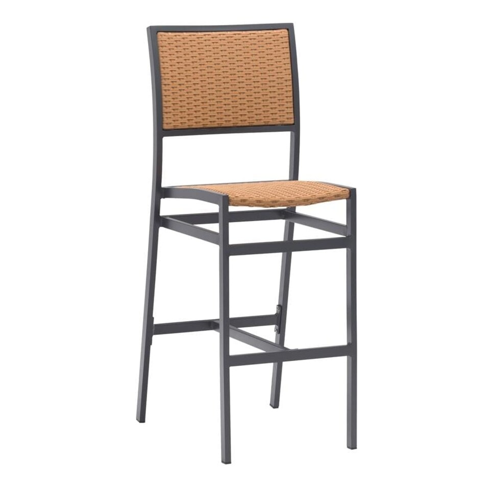 Song Bar Stool - Anthracite aluminium Frame - Tan Weave Silver