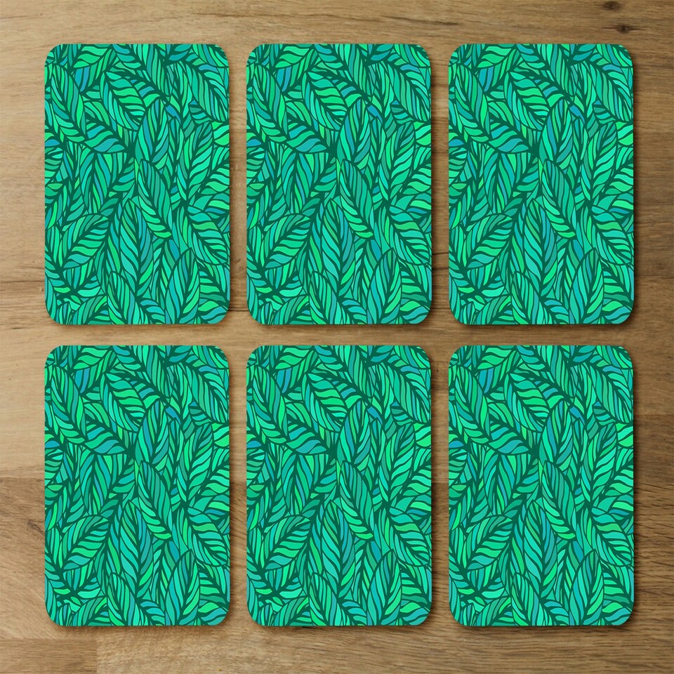 image 1 of Green Leaves Pattern (Placemat & Coaster Set)