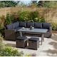 image 1 of 8 Seater Grey & Blue Cushion Corner Dining Set - With Stools