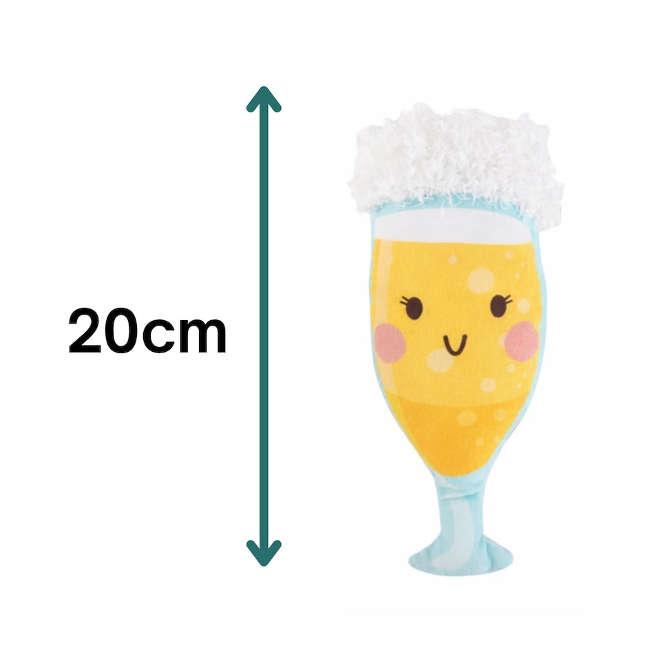 image 1 of Squeaky Plush Dog Toy Summer Prosecco Drinks Design Pet Puppy Chew Fetch