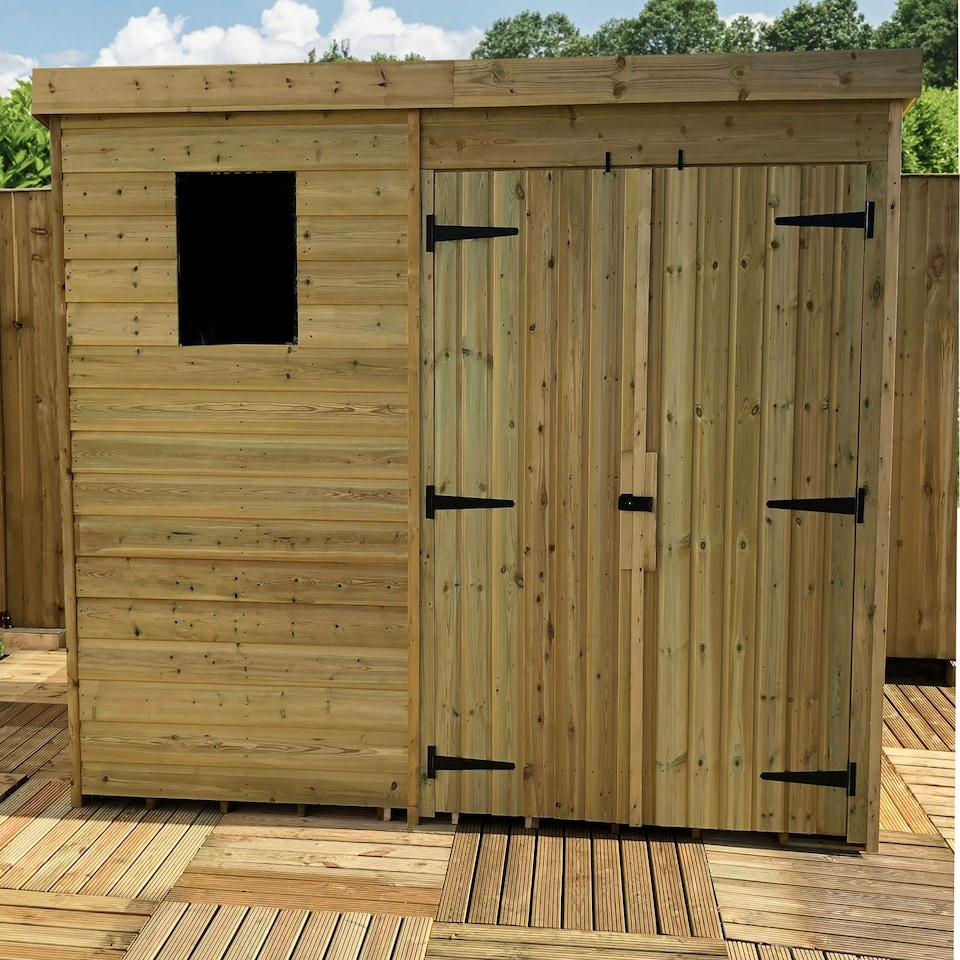 image 1 of 10 x 8 Garden Shed  Pressure Treated T&G PENT Wooden Garden Shed - 1 Window + Double Doors (10' x 8' / 10ft x 8ft) (10x8)