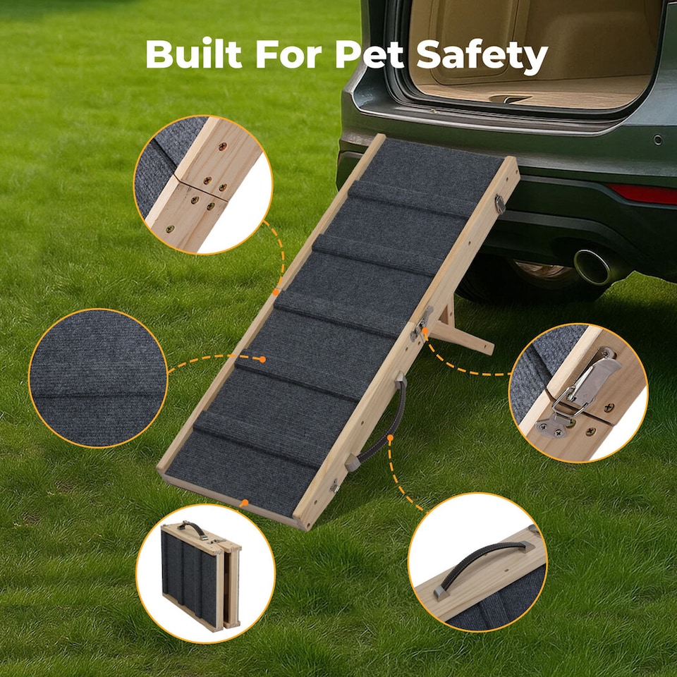 image 1 of Skylos Adjustable Dog Pet Ramp Foldable Stairs Non-Slip Ramp for Car Bed Sofa