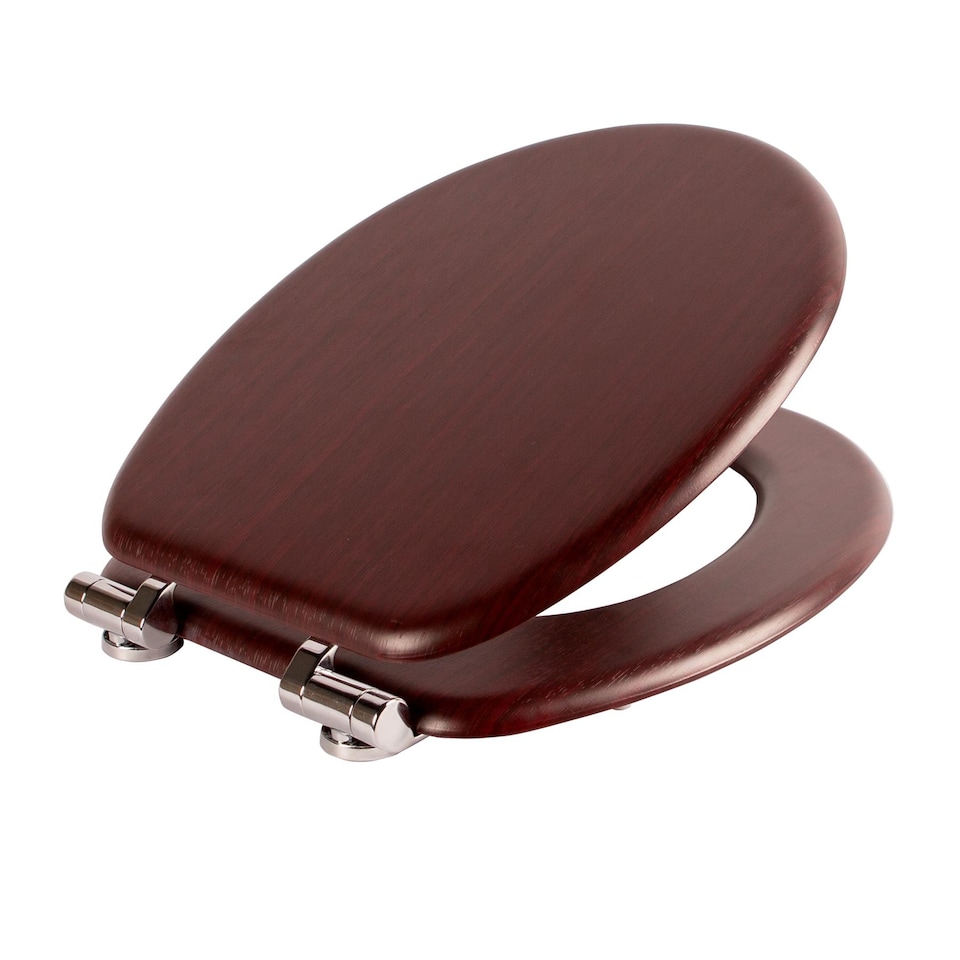 image 1 of Harbour Housewares Soft Close Wooden Toilet Seat - Mahogany | Brown | Mahogany