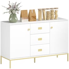HOMCOM Modern Sideboard, Storage Cabinet, Accent Cupboard White | White | White