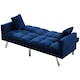 image 3 of Sofa Bed 2 Seater Blue Velvet Click Clack Sofa Settee Recliner Couch with Metal Legs 2 Pillows Blue