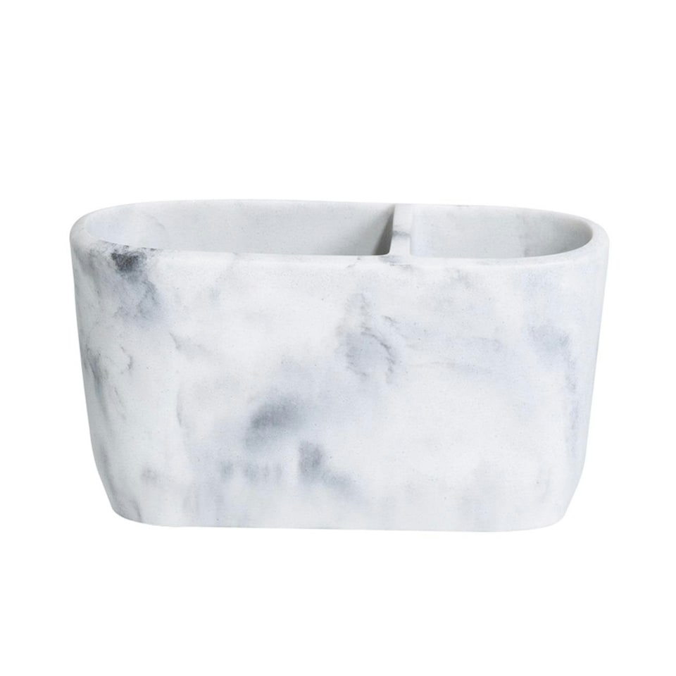 image 1 of Showerdrape Octavia White Marble & Chrome Toothbrush Holder