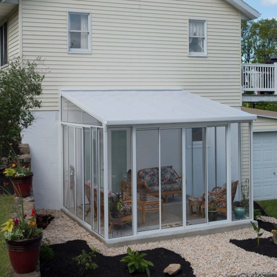 image 1 of Lean To Greenhouse Sanremo Veranda 4 x 4.25 - Polycarbonate/Acrylic - L435 x W385 x H310 cm - White