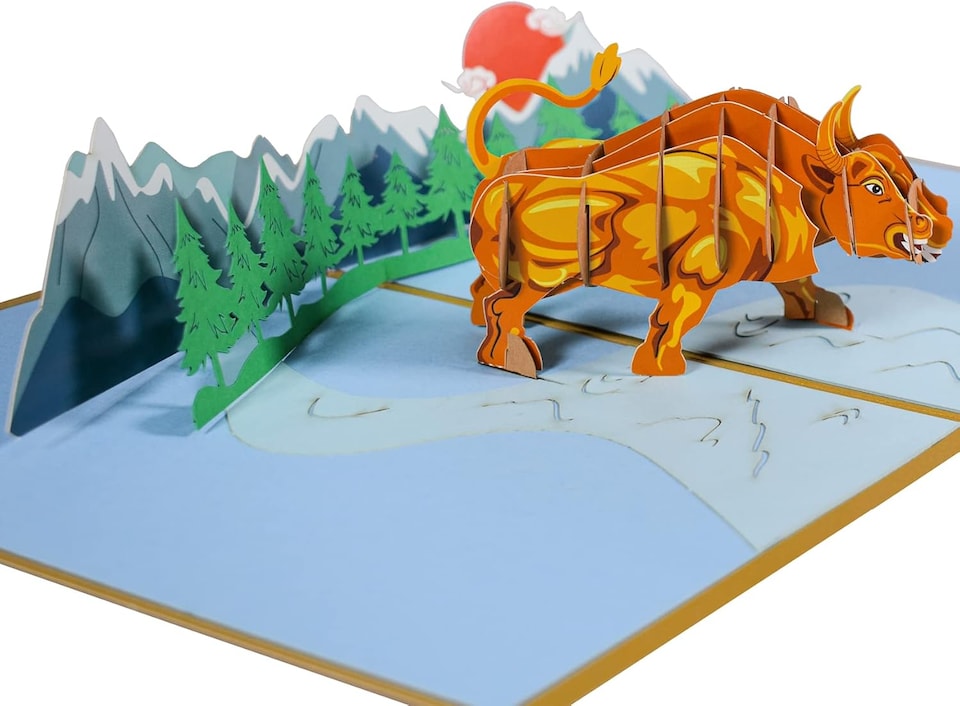 image 1 of Stereoscopic Cow 3D Pop Up Greeting Card - Kids Theme Birthday