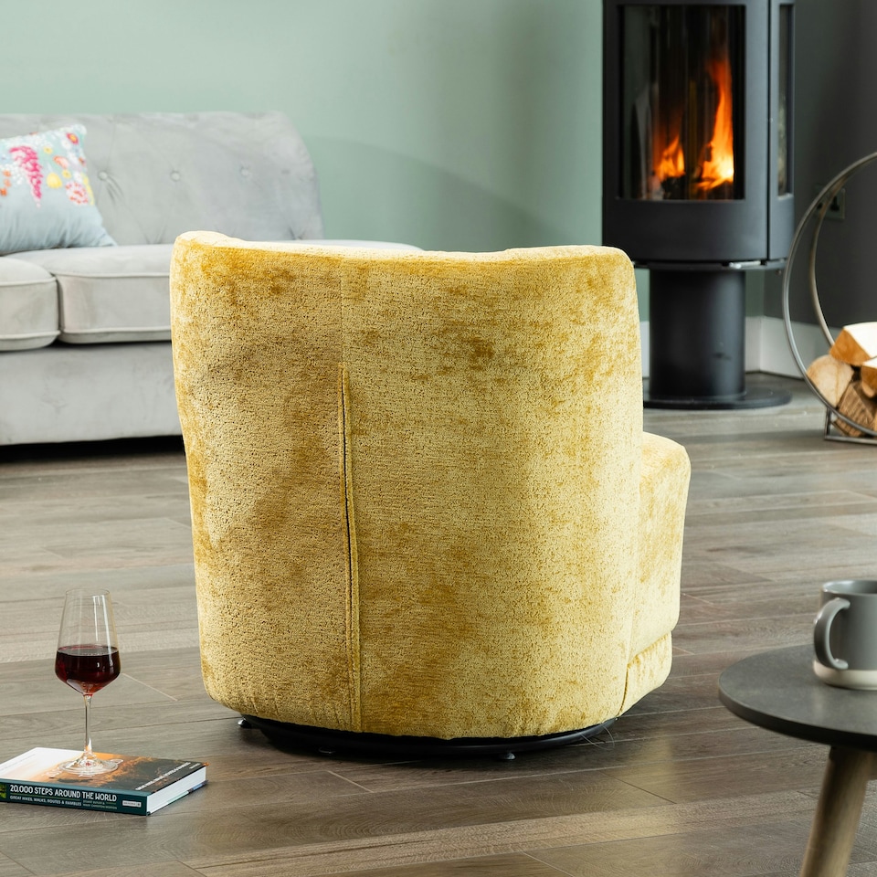 image 1 of Camarillo Swivel Base Fabric Accent Chair - Mustard