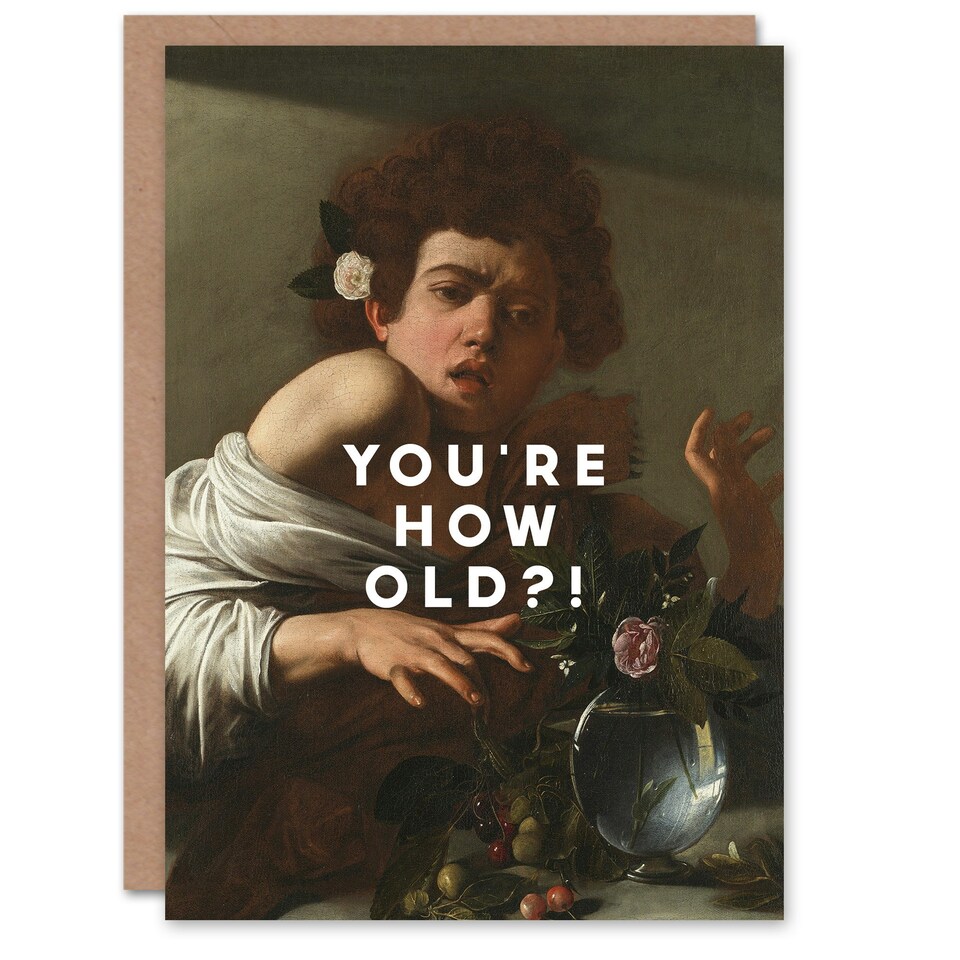 image 1 of Birthday Card You're How Old?! Shocked Caravaggio Painting Funny