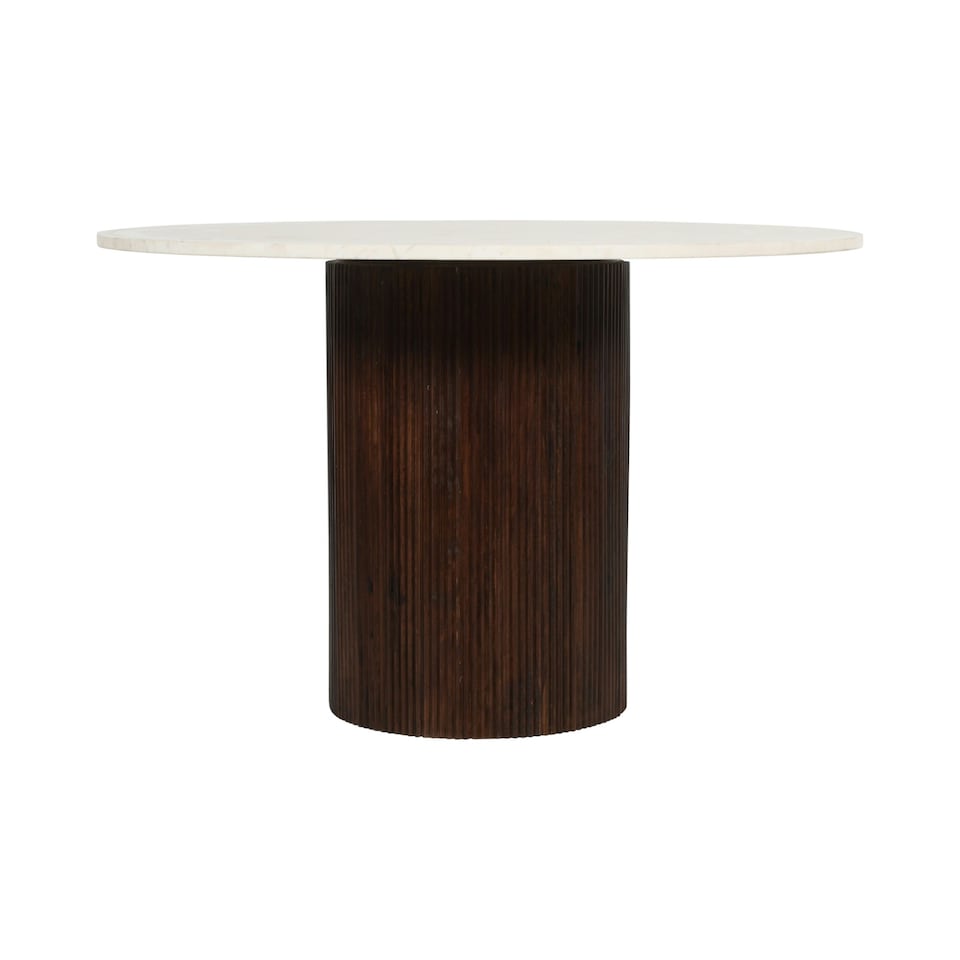 image 1 of Ruby Mango Wood Dining Table Round With Marble Top