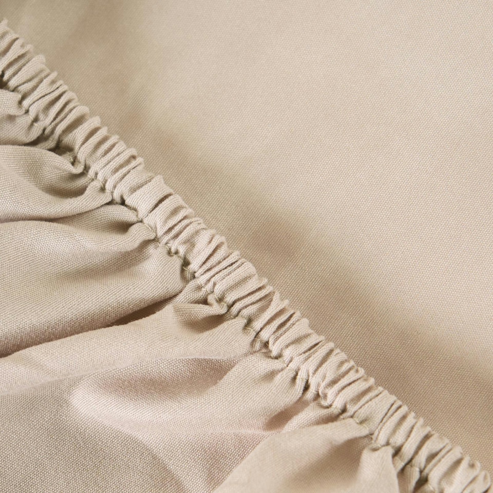 image 1 of OHS Plain Fitted Bed 25cm Deep Elasticated Sheet, Super King - Natural