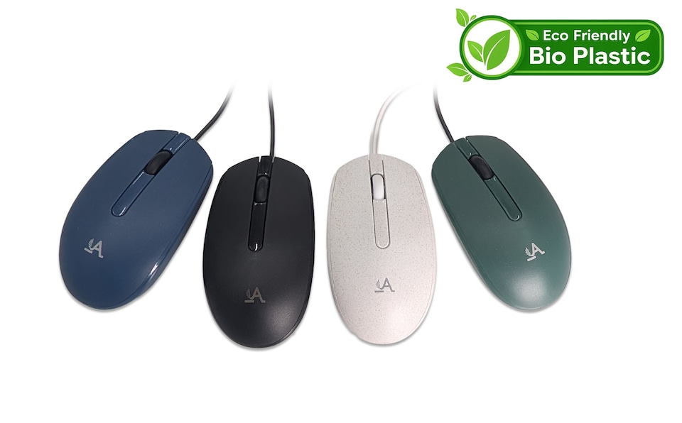 image 1 of Accuratus Bio M100 Mouse - USB Wired Full Size Biodegradable Plant Based Resin Mouse - Forest Green