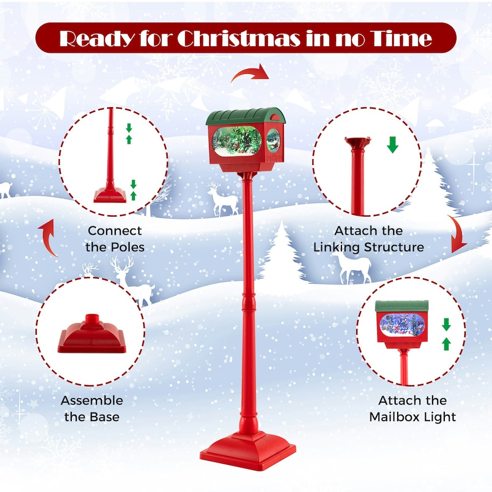 image 1 of COSTWAY Christmas Street Lamp Decoration 150 cm Street Light Red | 5ft
