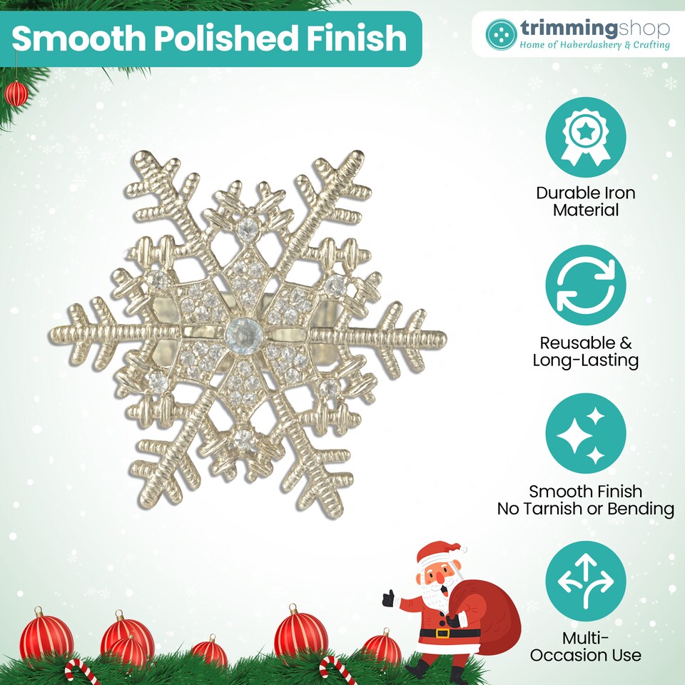 image 1 of 1pc Snowflake Napkin Rings, Napkin Holder with Diamante Rhinestone