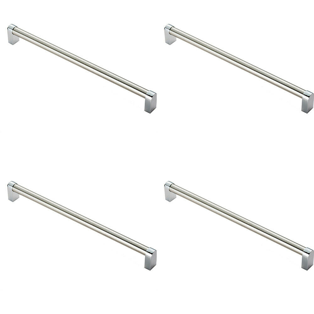 Loops 4x Round Tube Pull Handle 336 x 16mm 320mm Fixing Centres Satin Nickel & Chrome in Metallics