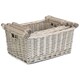 image 2 of Set of 3 Antique Wash Wooden Handled Wicker Storage Basket | Grey | Grey | Not provided